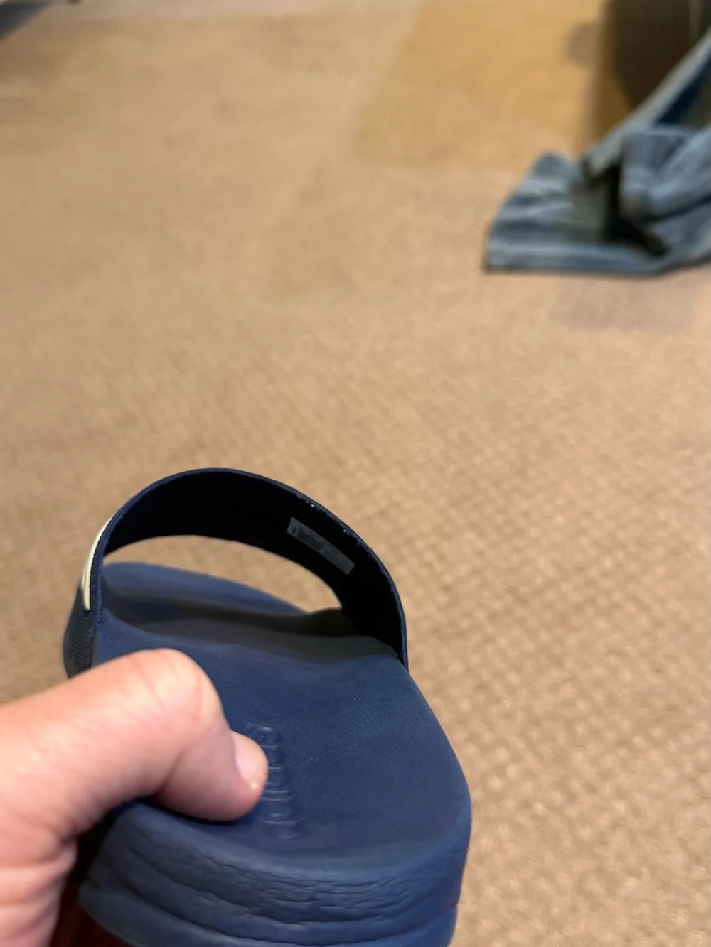 adidas Navy and White Slide Sandals with Three Stripes